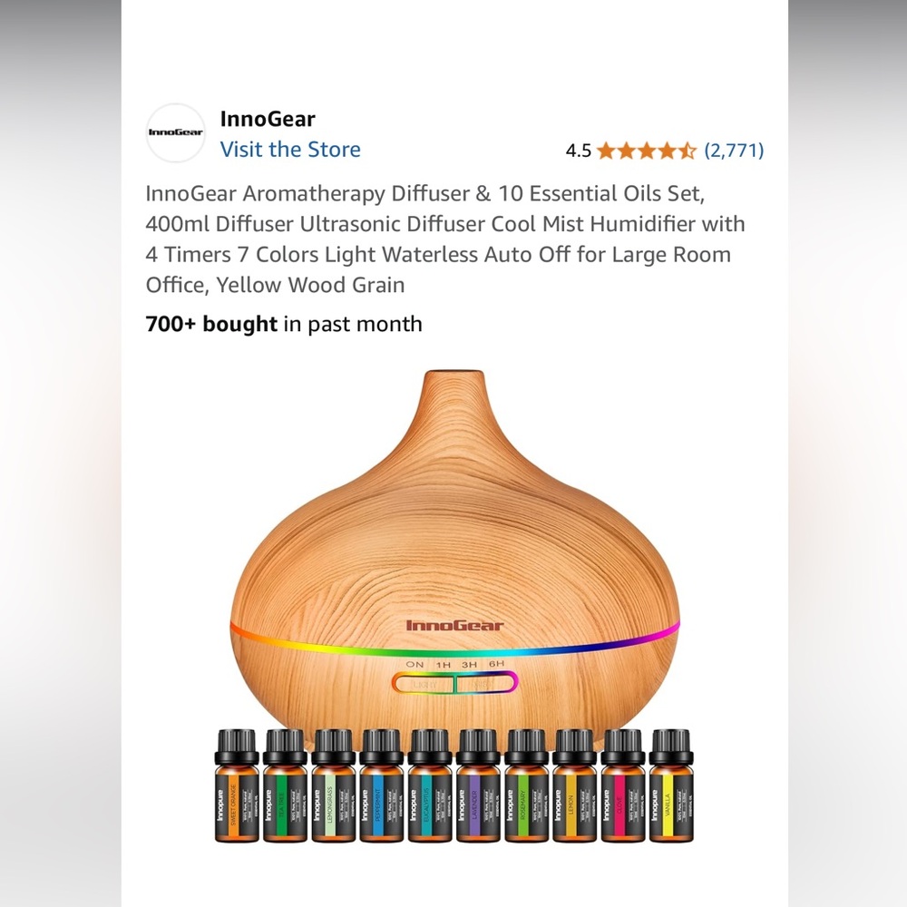 InnoGear Wood Grain Essential Oil Diffuser